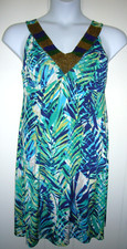 Style & Co. Woman Size S Tropical Leaf Print Shift Sleeveless Dress w Beading