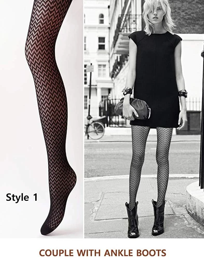 VERO MONTE 4 Styles Women Fishnet Tights Patterned Fishnets