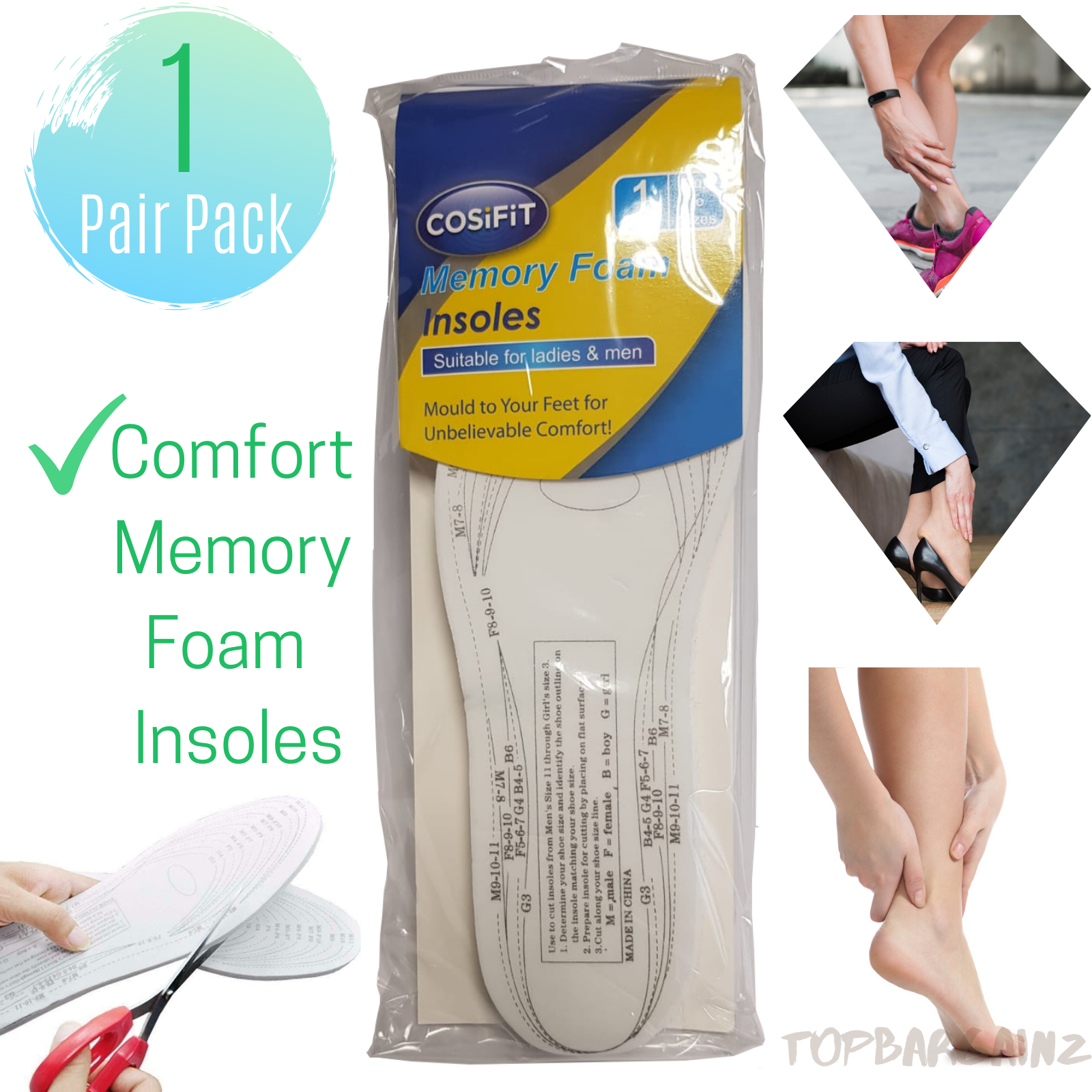 Memory Foam Insoles Unisex Orthopaedic 