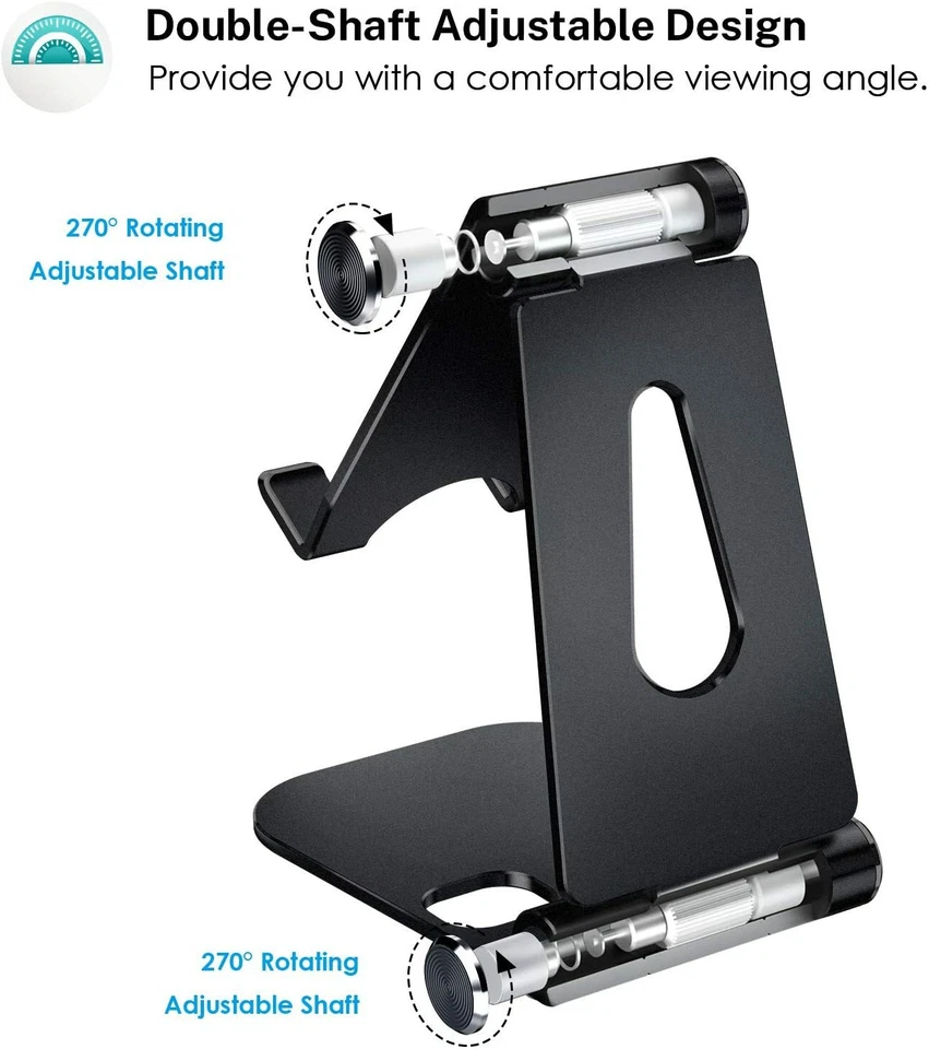 Adjustable Folding Cell Phone Stand Holder Mount Desk Dock For iPhone Samsung - Image 2 of 4