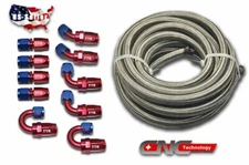 AN10 20FT Braided Stainless Steel Fuel Hose + Oil/Gas/Fuel 10 Fittings Kit New