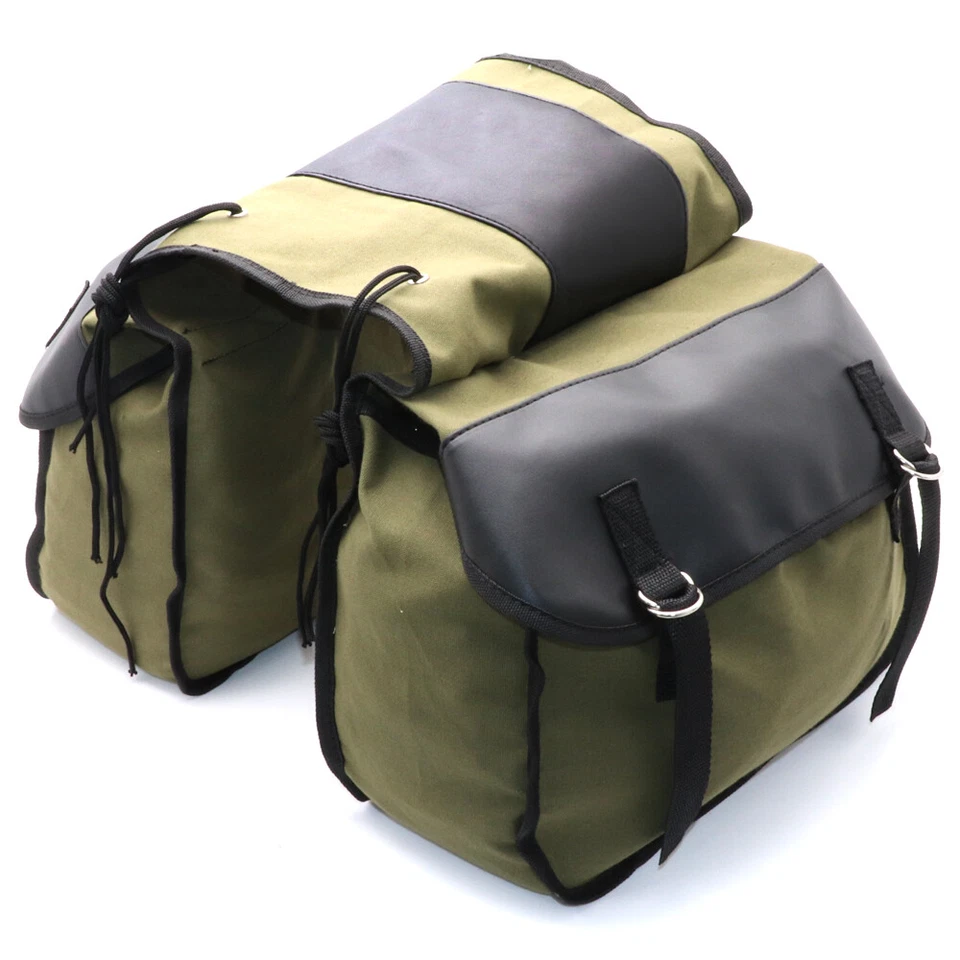 Alforjas de lona de doble cara bolsa de cola de sillín para motocicleta para Harley Honda Yamaha Foto 3 de 4