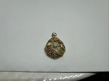 10k Tri Colored Gold Estate Textured Leaf & Grape Pendant Black Hills Gold