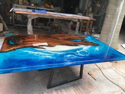Epoxy Table, dining, sofa, center table top Live Edge Walnut Table ,Custom Order - Image 4 of 4