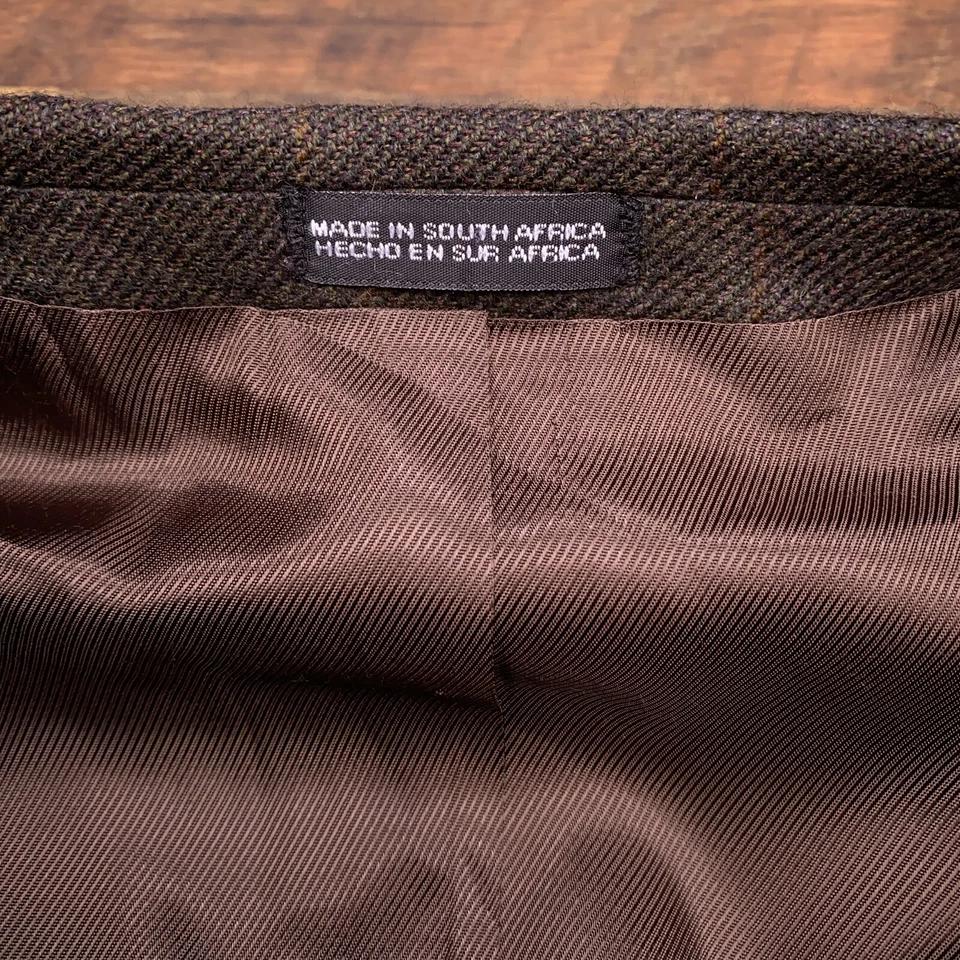 Abrigo deportivo Stafford Blazer 42R marrón a cuadros lana cachemir Foto 4 de 4