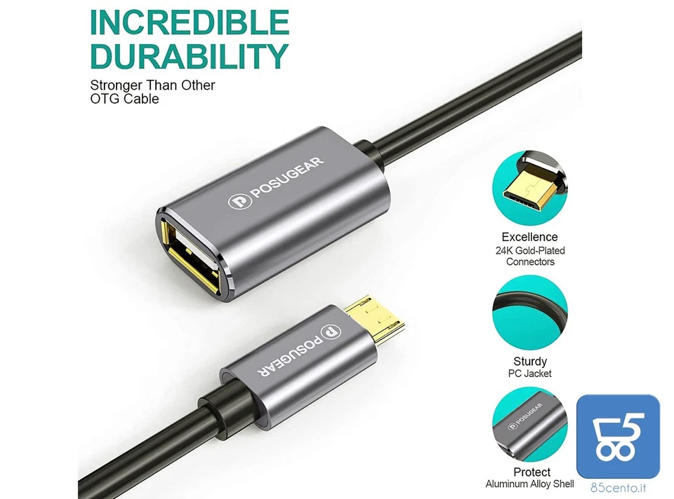 Adattatore OTG Micro USB - Usb Femmina Telefoni Tablet Android Chiavette Dati - Immagine 2 di 4