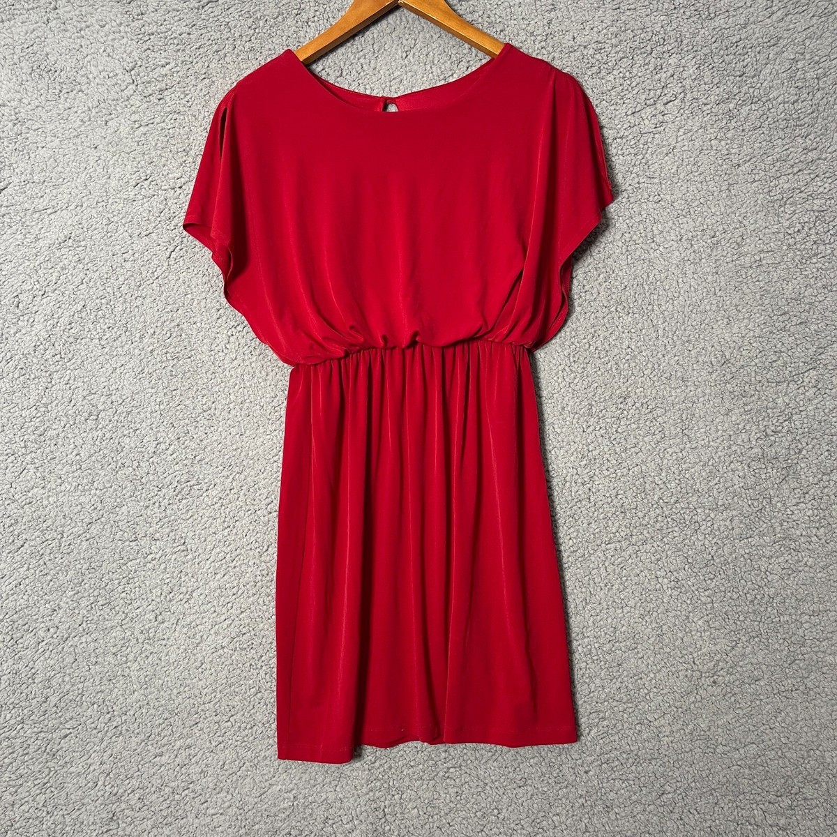 red cinched dress Loragal Mock Neck Sleeveless Cinched Seam Detail Party Maxi Dresses-Red Red-S