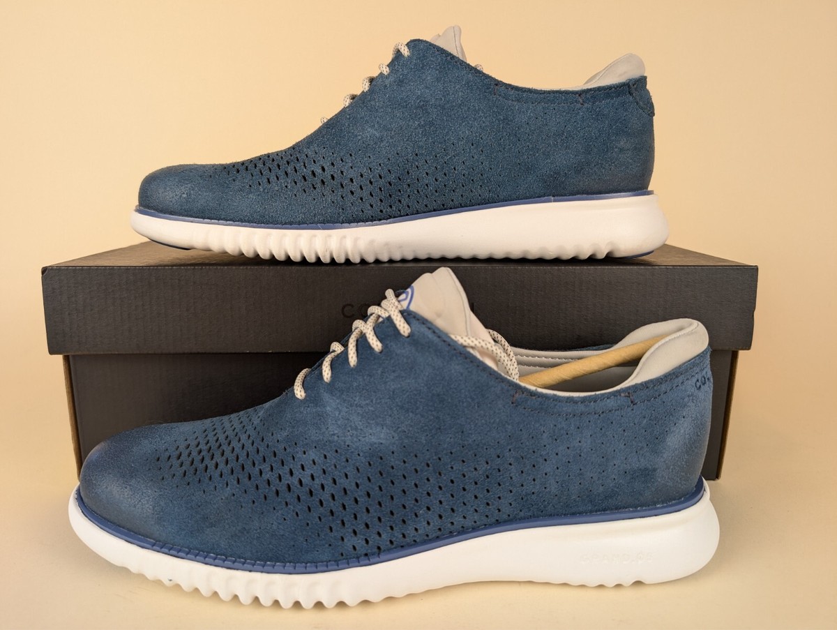 Cole Haan Zero Grand Shoes (Mens 12) Laser Wingtip Oxford BLUE Suede Men main image 3