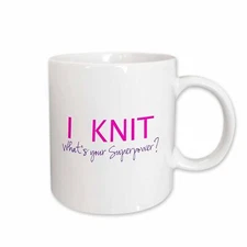 3dRose I Knit - Whats your superpower - fun gift for knitters - knitting love Mu