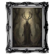 God of Forest Dark Cottagecore Gothic Wall Art Paper Poster Prints Wall Art Vint
