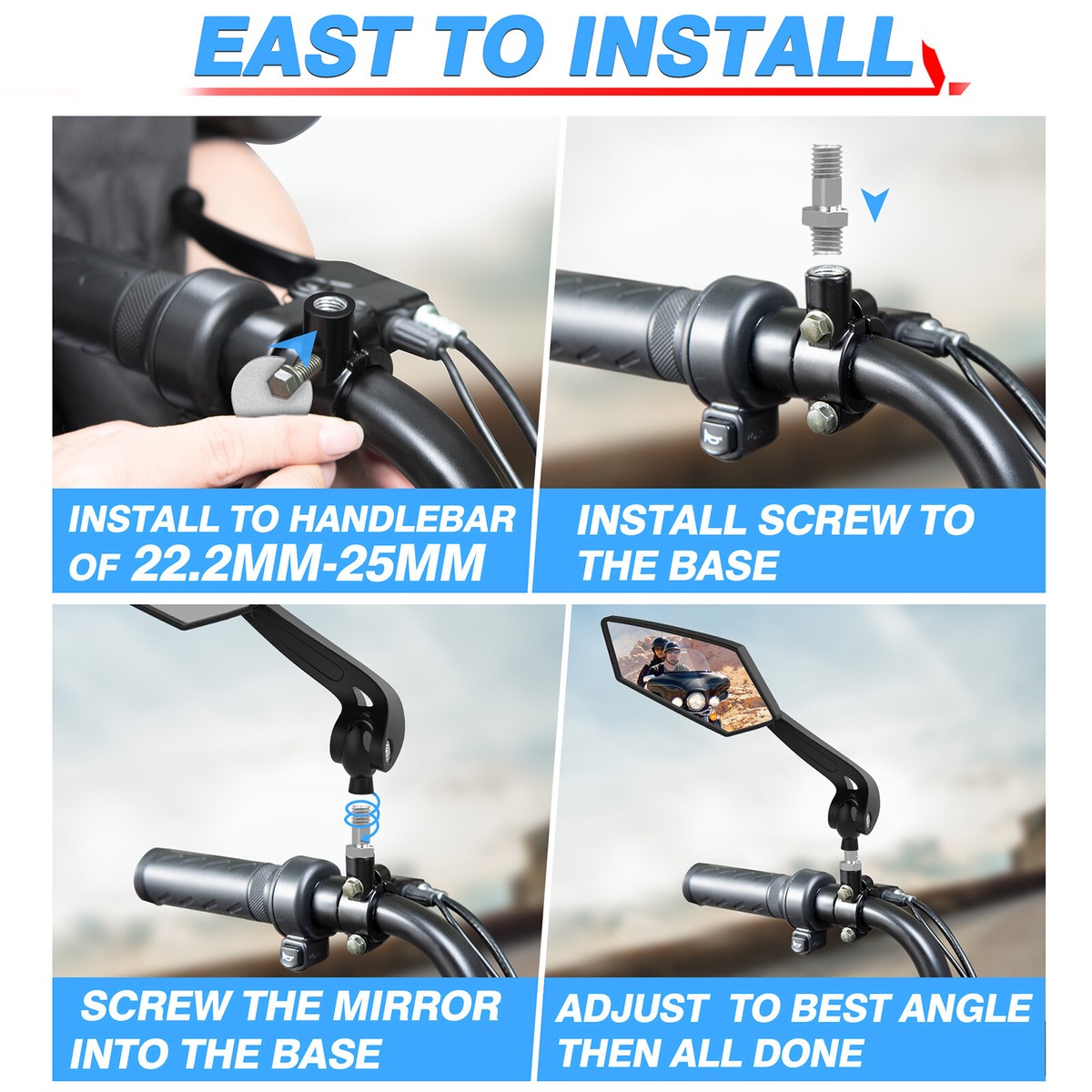 2 Specchietti Retrovisori Per Bici 360° Regolabili - Per Manubrio 22