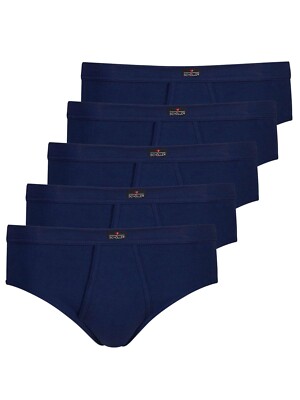 Schöller 5er Pack Herren Slip mit Eingriff Baumwolle Gr. 5-9 in Neptune Blue