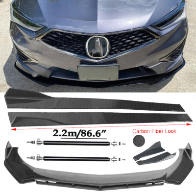 Carbon Fiber Front Bumper Lip Splitters Side Skirt Strut Rod For Acura Integra