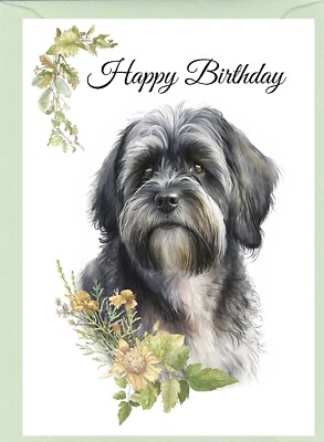 Tibet Terrier Hund (4''x 6'') Geburtstagskarte mit leerem Innenbereich - von Starprint