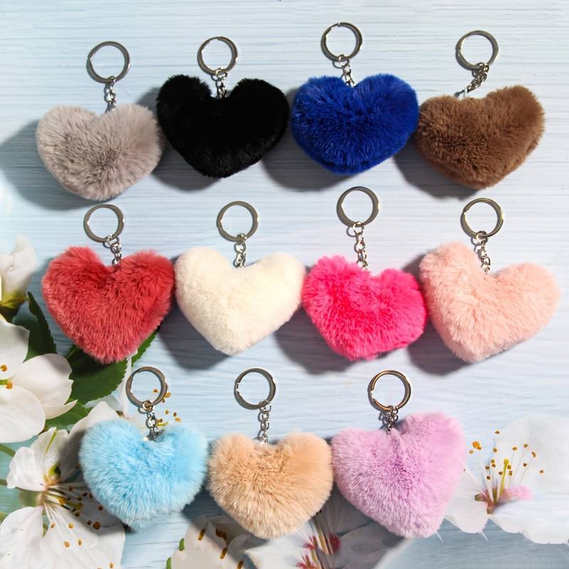 Pom Pom Keychains - Colorful Faux Rabbit Fur Ball Keyring, Soft Plush Charm For Car Keys & Handbags - View #8
