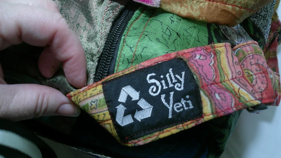 Silly Yeti Boho Hippie Duffle Bag w/ Strap Multicolor Patchwork Pattern 16x12x9 - Image 3 of 4