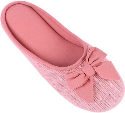 HomeTop Women's Cozy Cashmere Cotton Closed Toe House Slippers with Cute Bow Acc | eBay