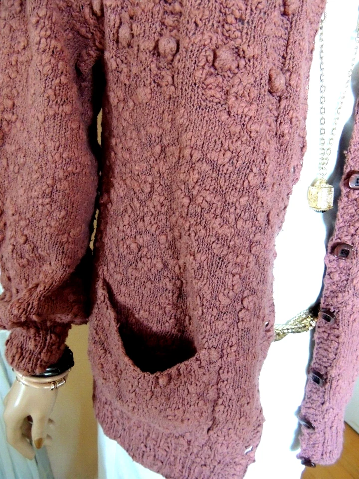 Strickjacke (Ziegelrot) von Hand gestrickt Gr. 42 - Bild 3 von 4