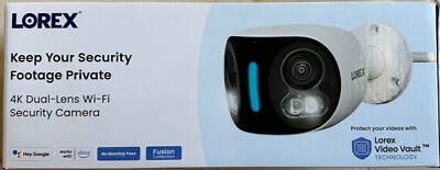 Lorex 4K Dual Lens WiFi Security Camera with Smart Security Lighting 32GB SD