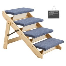 4-Step Wooden Pet Stairs for Dogs up to 150 lb, Ideal for Bed or Sofa