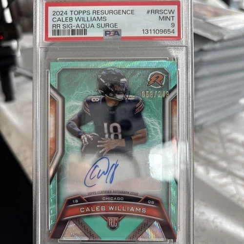 2024 Topps Resurgence Caleb Williams Aqua Surge Rookie Auto /249 PSA 9 Bears
