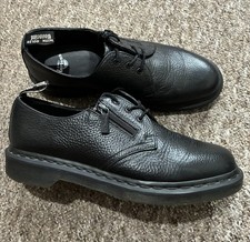 Dr Martens 1461 Shoes UK 7 Black Leather Zip Lace Up Docs Womens Unisex Casual