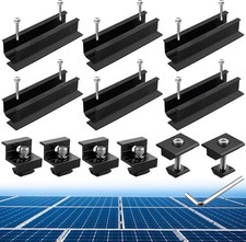 6Pcs Solar Panel Mounting Kit, Aluminium 4.72" mini rail, Black 