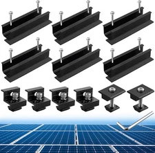 6Pcs Solar Panel Mounting Kit, Aluminium 4.72" mini rail, Black 
