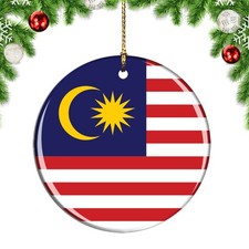 Malaysia Flag Round Christmas ornament city travel souvenir