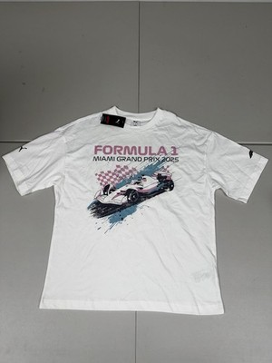 PUMA F1 Miami Pitstop Graphic Crew Neck T-Shirt White Mens $45 NWT Pick Size