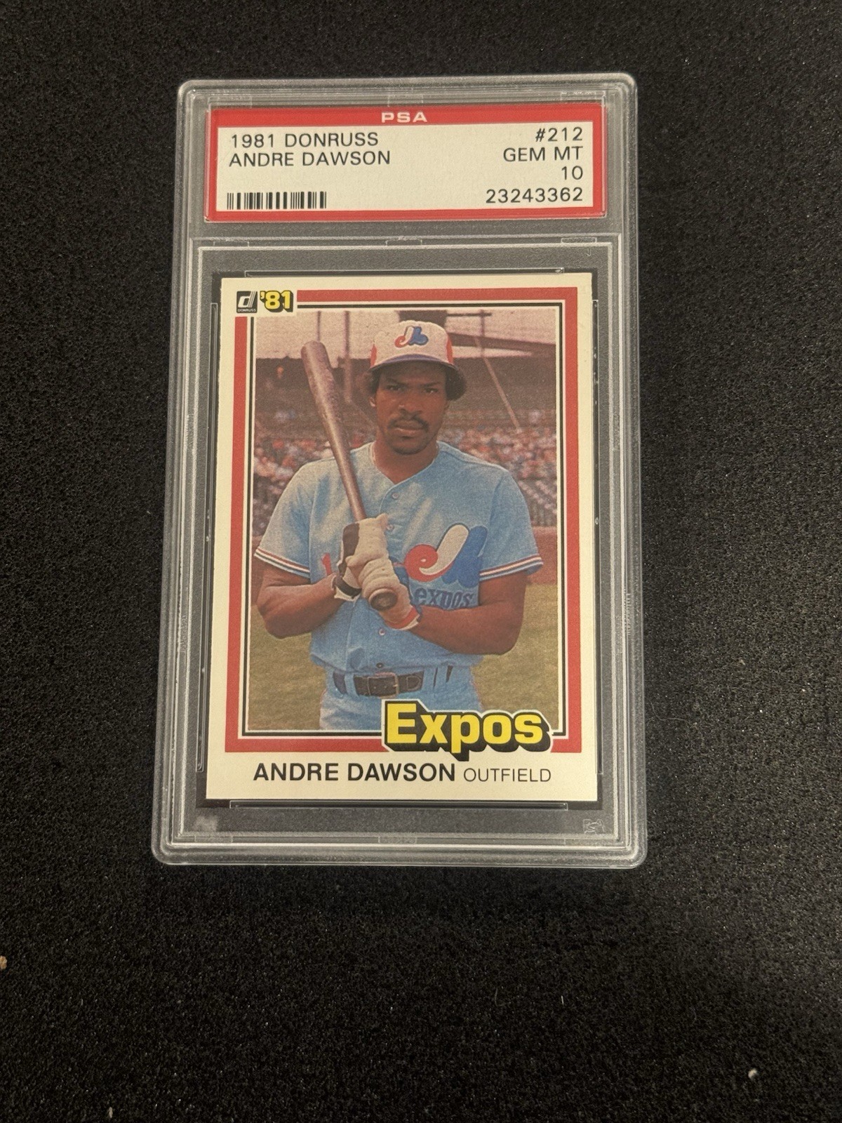 1981 Donruss #212 Andre Dawson PSA 10 Montreal Expos HOF