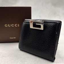 GUCCI Black Leather Black Men s Bi fold Wallet 9054