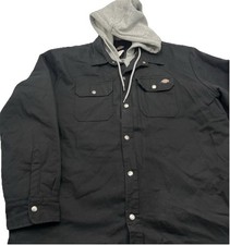 Dickies Jacket MEN XXL 2XL Hooded Long Chore Pockets Black Thick Quilt Lined