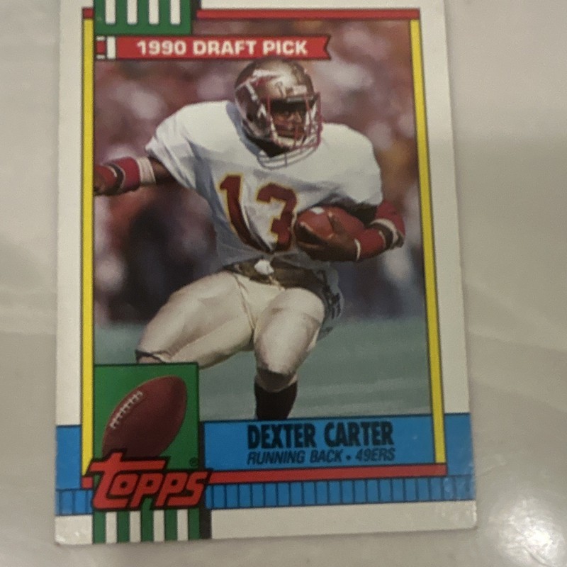 Topps 1990 Topps Dexter Carter San Francisco 49ers Draft Pick #6 NFL Card