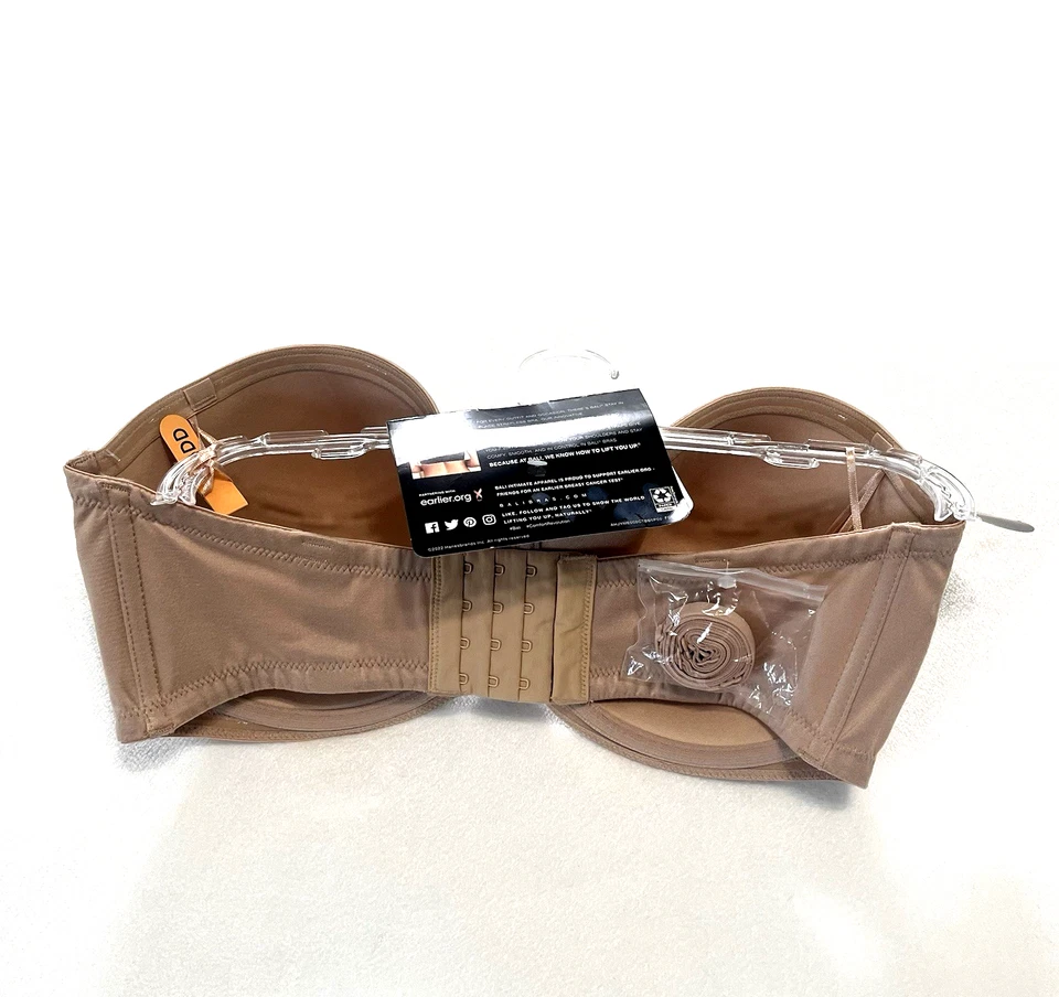 Sujetador para mujer Bali beige sin tirantes forrado con aros uno liso U DF6599 talla 36DD Foto 2 de 4