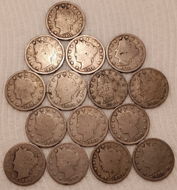 15 Different Liberty "V" Nickels - 5C - Five Cent - Lot# W11 - 3 From The 1800s