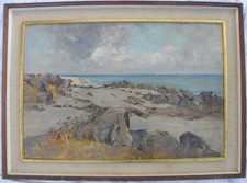 Guido CASCIARO (Napoli 1900-1963) Gli scogli e il mare Olio su tela cm 60x90