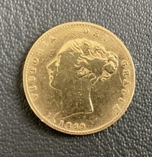 1869 Victoria Gold Half Sovereign Coin Young Head Shield Back