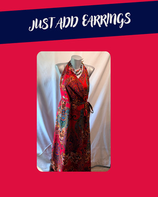 Mia Gabrielle Maxi Sundress, Faux Wrap, Tie Waist, Size 1X