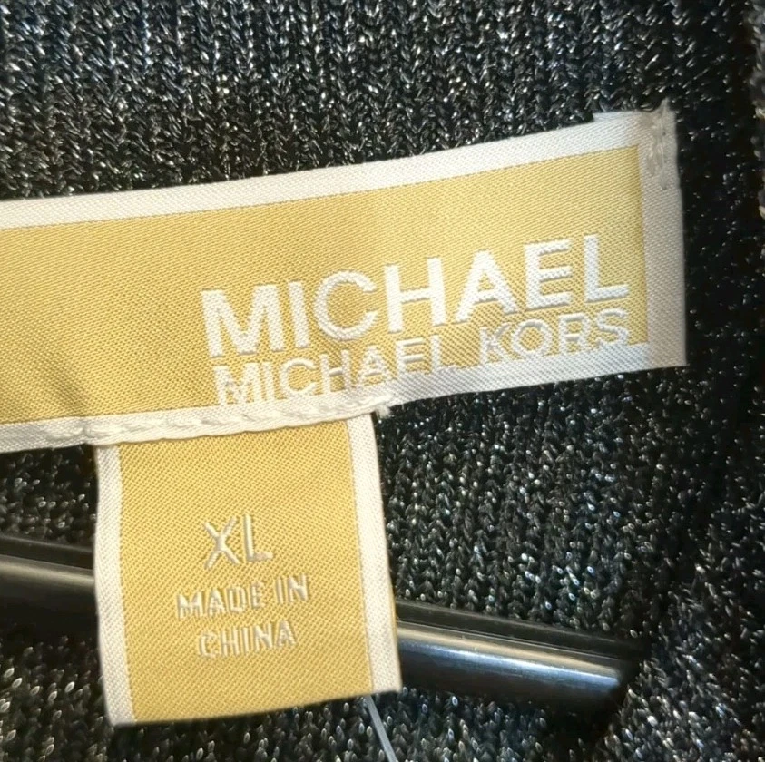 Michael Kors Mini Abito Donna Metallizzato Manica Lunga US Taglia XL