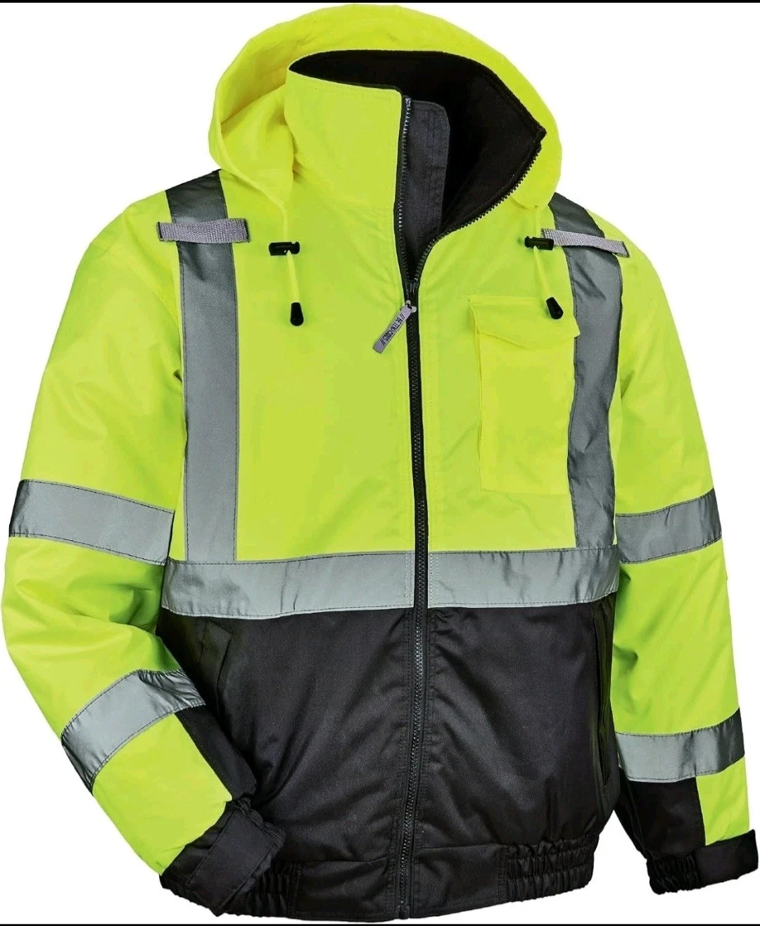Hi Vis Bomber Safety Jacket Polyester Winter Class 3 Reflective Waterproof - product detail image 1