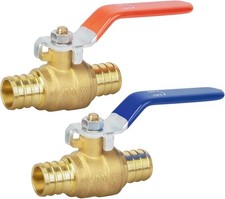 1/2" PEX Ball Valve Brass Full Port Shut-off Crimp Fitting 2 Pack UPC Certified