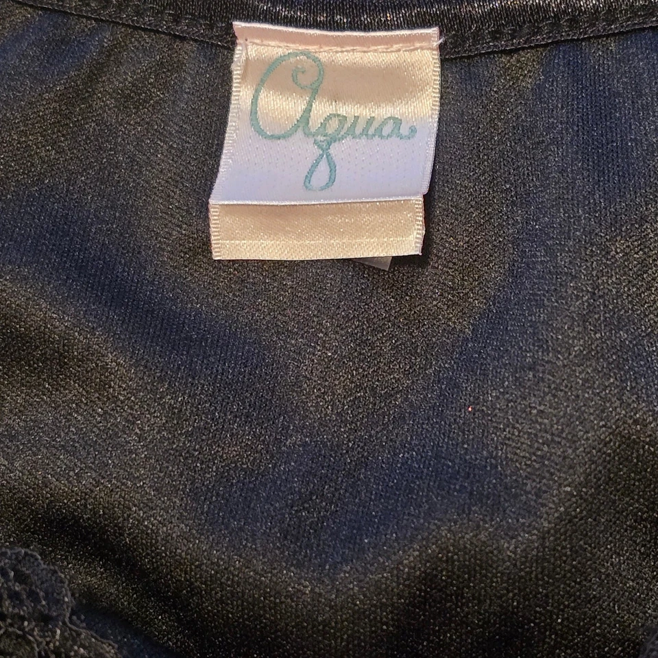 Camiseta sin mangas vintage de encaje Aqua para mujer talla grande forrada negra gótica grunge Foto 3 de 4