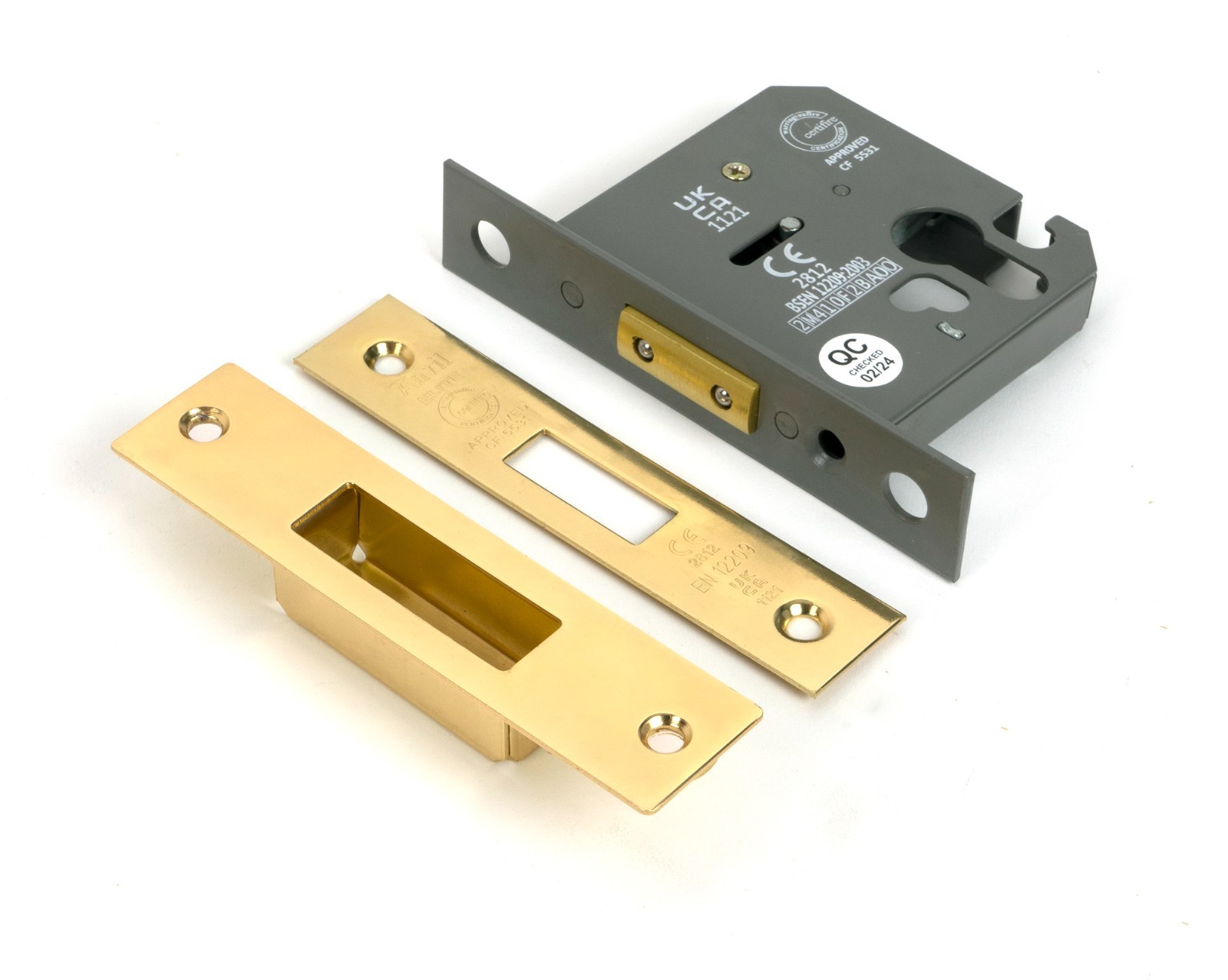 From The Anvil 51457 Polished Brass 3"" Euro Profile Dead Lock