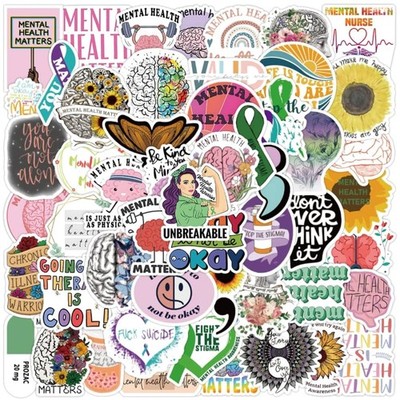 Psychische Gesundheit Sticker Set  Vinyl Trendy Laptop Wasserflasche
