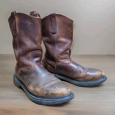 MENS VINTAGE RED WING PECOS BOOTS BROWN LEATHER PULL ON 1126 USA MADE 10 WIDE