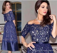 Full Lace Bridal Mother Dress New Half Sleeved Godmother Dinner Satin Guest Gown