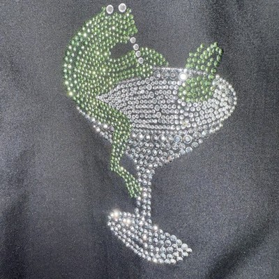 Frog Sipping Martini 5 O Clock Somewhere Novelty Fun Vacation Button Up Sz M