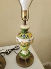 Vtg Capodimonte Italian Porcelain Lamps (2) #532 Marked Hand-painted Cherubs Grn — photo 2