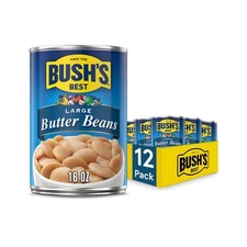 BUSHS BEST 16oz Canned Large Butter Beans Source of Plant Based Protein and Fibe